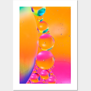 Colorful close up of oil drops in water Posters and Art